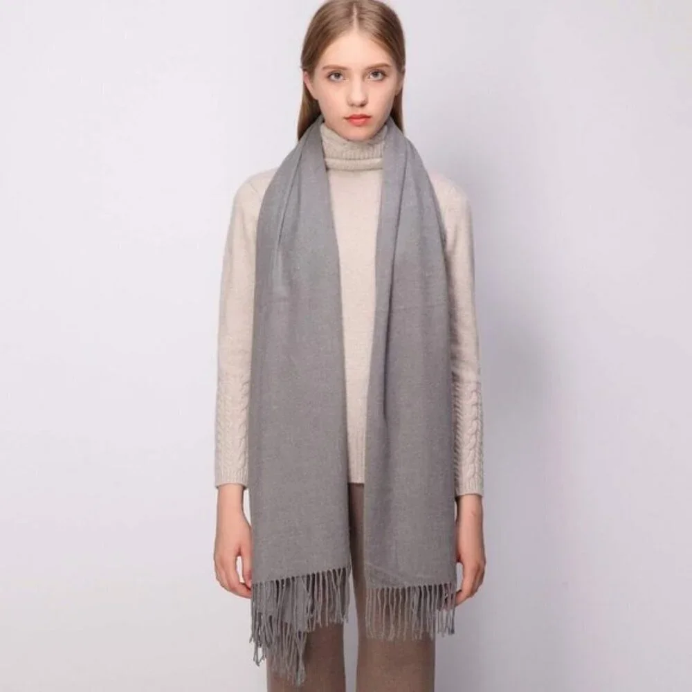 ⚡Women's Gray Pashmina Shawls Evening Dress Bridesmaid Winter Warm Long Scarf